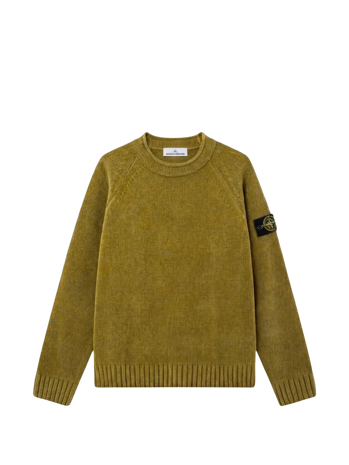 Свитер 5100013 из хлопковой синели с узором «мулине» Stone Island, зеленый