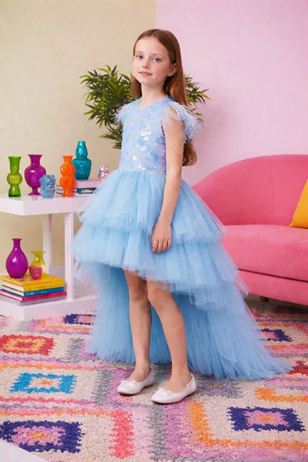 Детское платье для девочек с пайетками Glam Lindissima, Blue