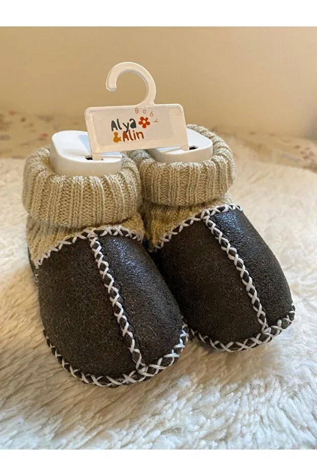 Детские пинетки из натуральной кожи Alya&Alin Baby, Brown Suede