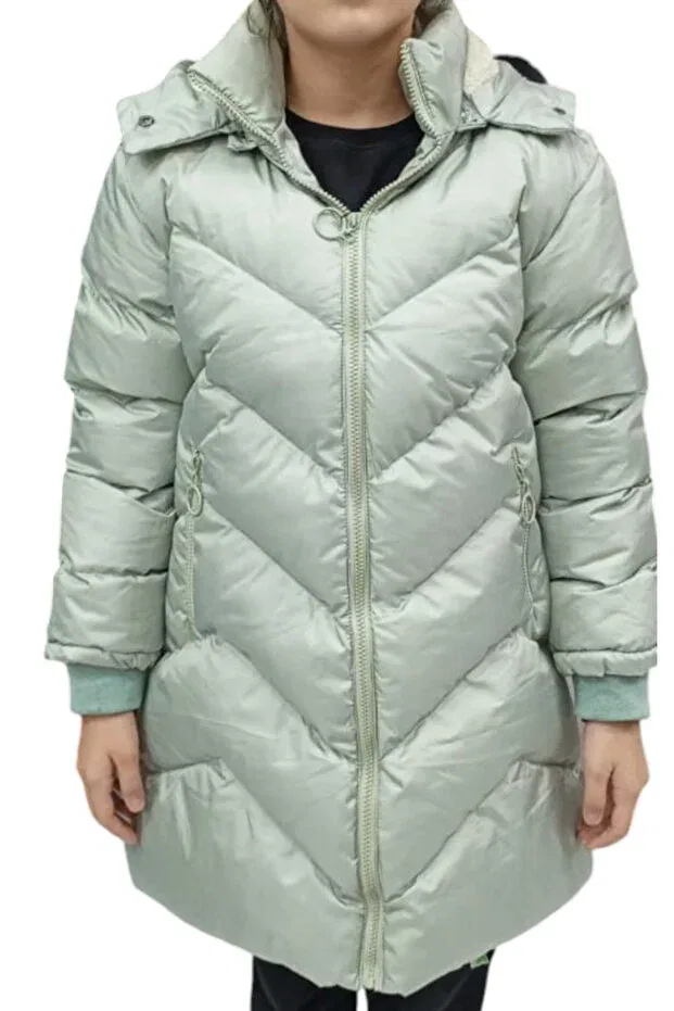 Детское пальто для девочек пуховое с принтом Irem Çocuk Giyim, Mint Green