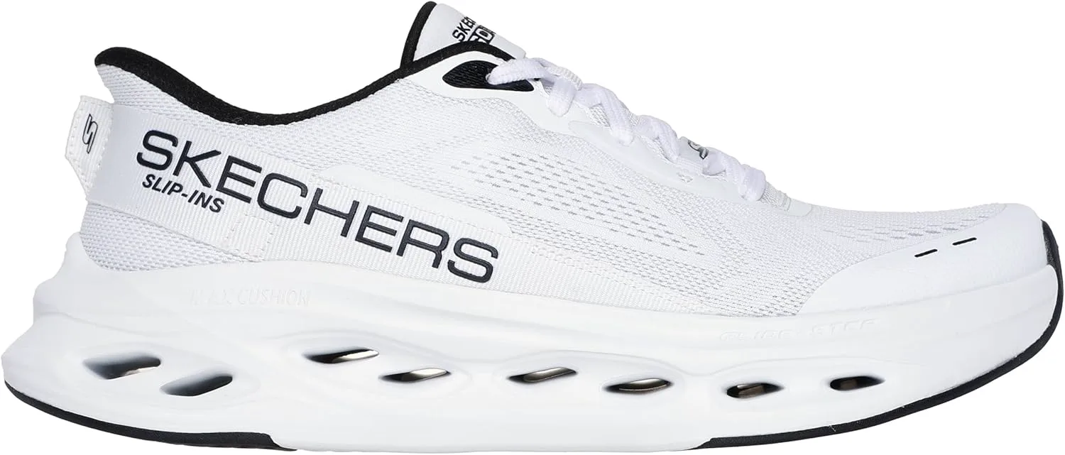 Мужские кроссовки Skechers Max Cushioning Glide Step с амортизацией, надевание без помощи рук, белый/черный — фото 4