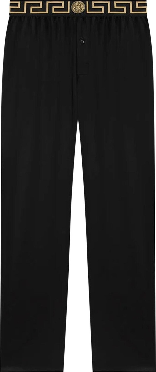 

Брюки Versace Greca Border Silk Pyjama Trousers 'Black', черный