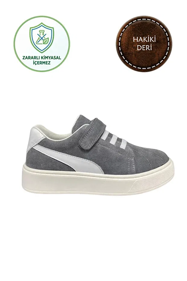 Детские туфли для девочек ортопедические Şenler Bebe World Kids, Gray Suede Cover White — фото 4