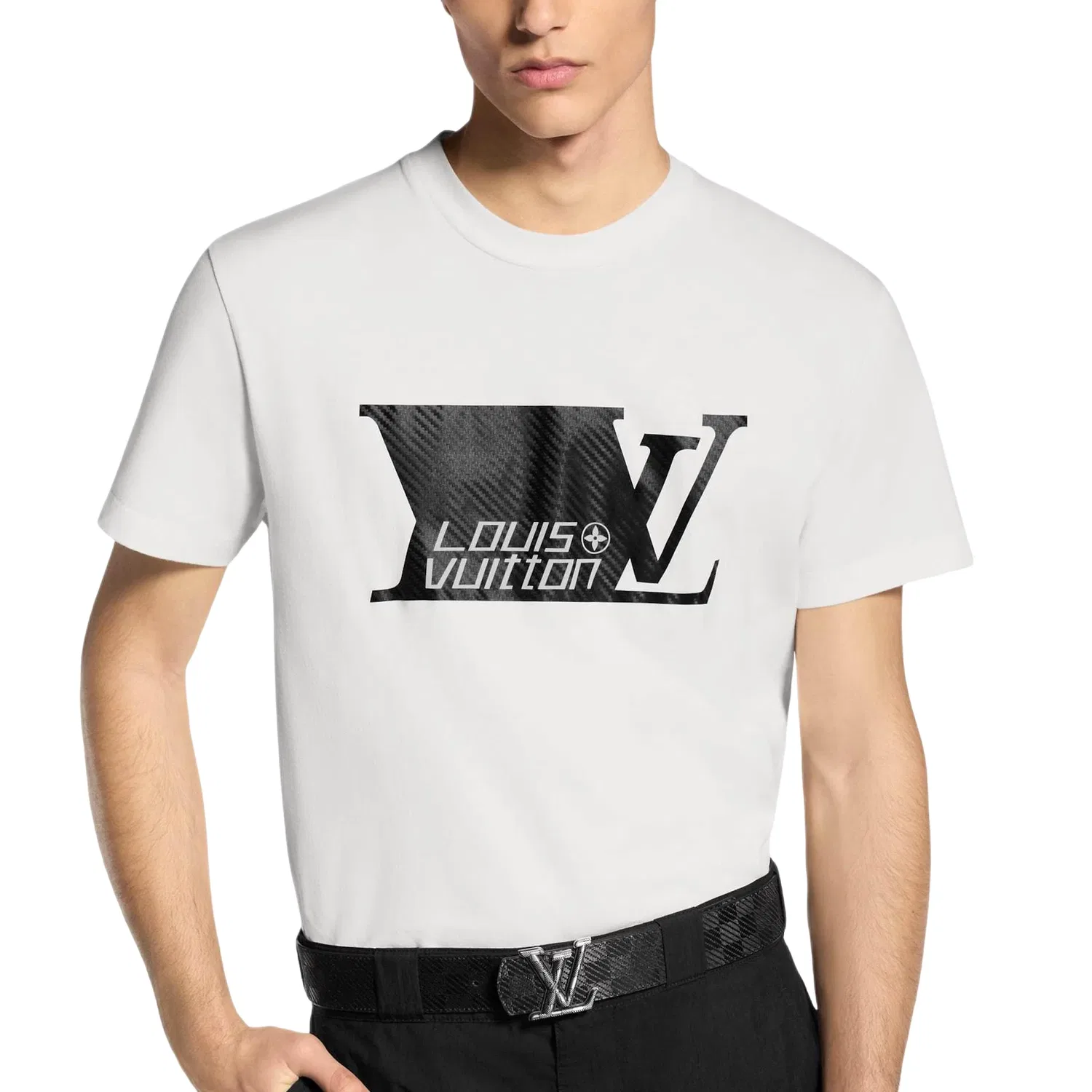 Мужская футболка с принтом SS26 Printed Signature LOUIS VUITTON, белый — фото 3