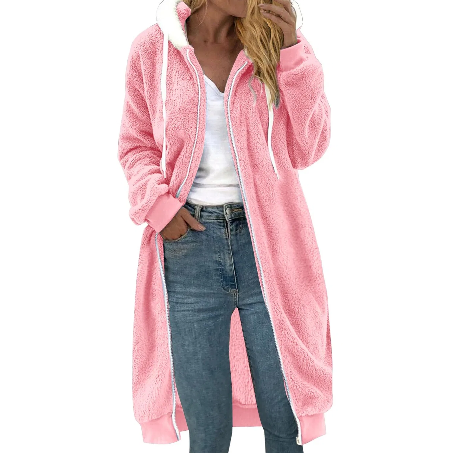 Женское утепленное пальто с капюшоном, rosa