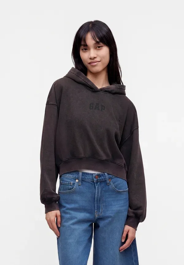 Худи с укороченным логотипом Gap, черный
