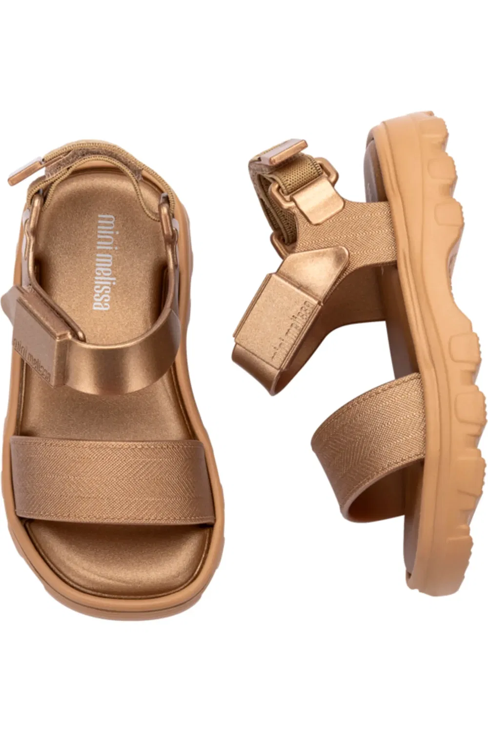 Сандалии детские платформа на липучках Kick Off Mini Melissa, Gold — фото 2