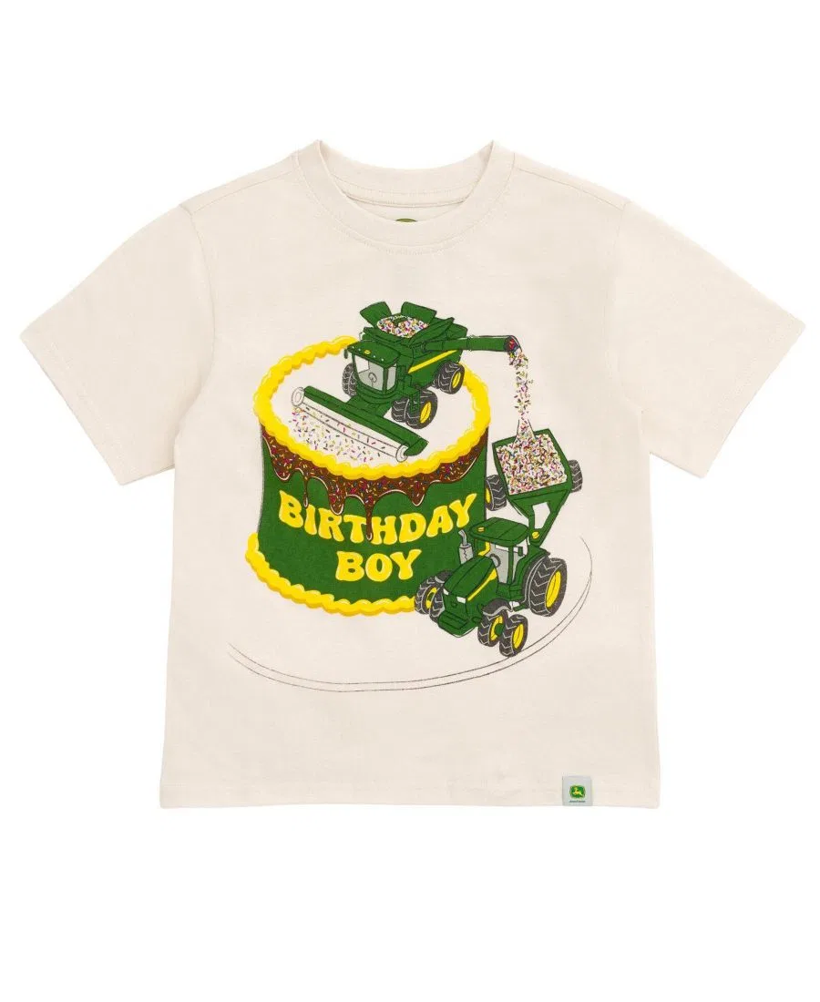 Футболка с принтом John Deere Toddler Boys 2T - 4T Birthday T-Shirt, Natural