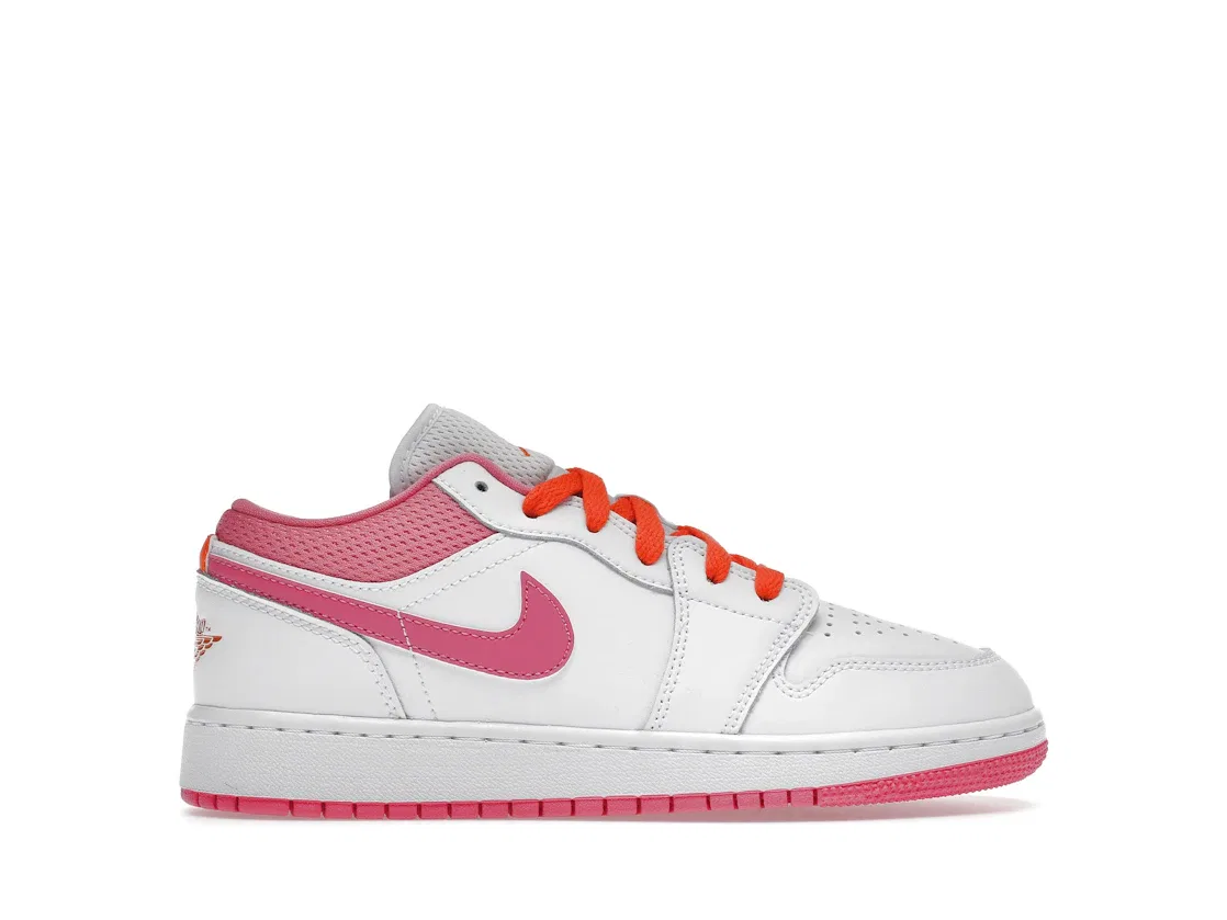 Детские кроссовки с контрастными вставками Jordan 1 Low Jordan, White/Safety Orange-Pinksicle
