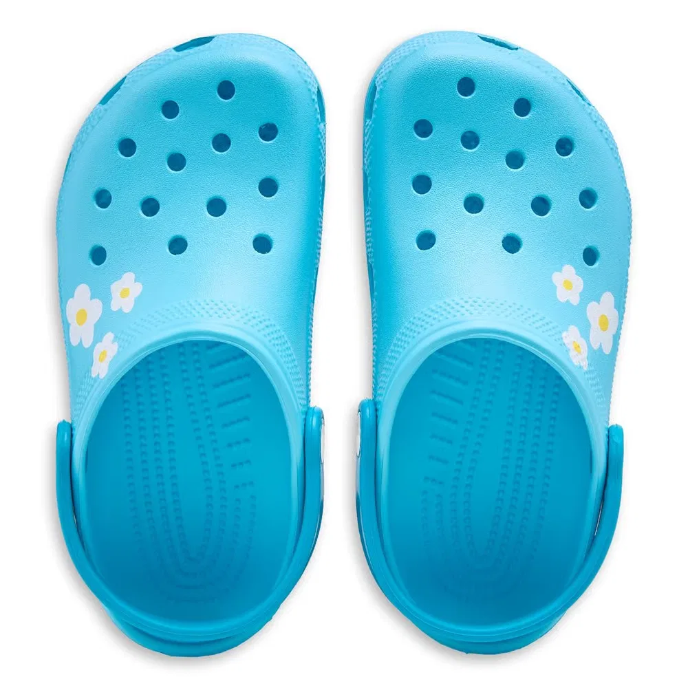 Детские классические сабо с графическим рисунком Crocs, Light Blue Daisy Flower — фото 4