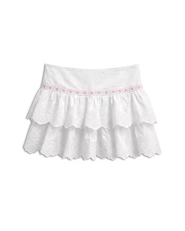 Детская юбка для девочек с принтом Zuri Mini Skirt KatieJ NYC, White Pink — фото 2
