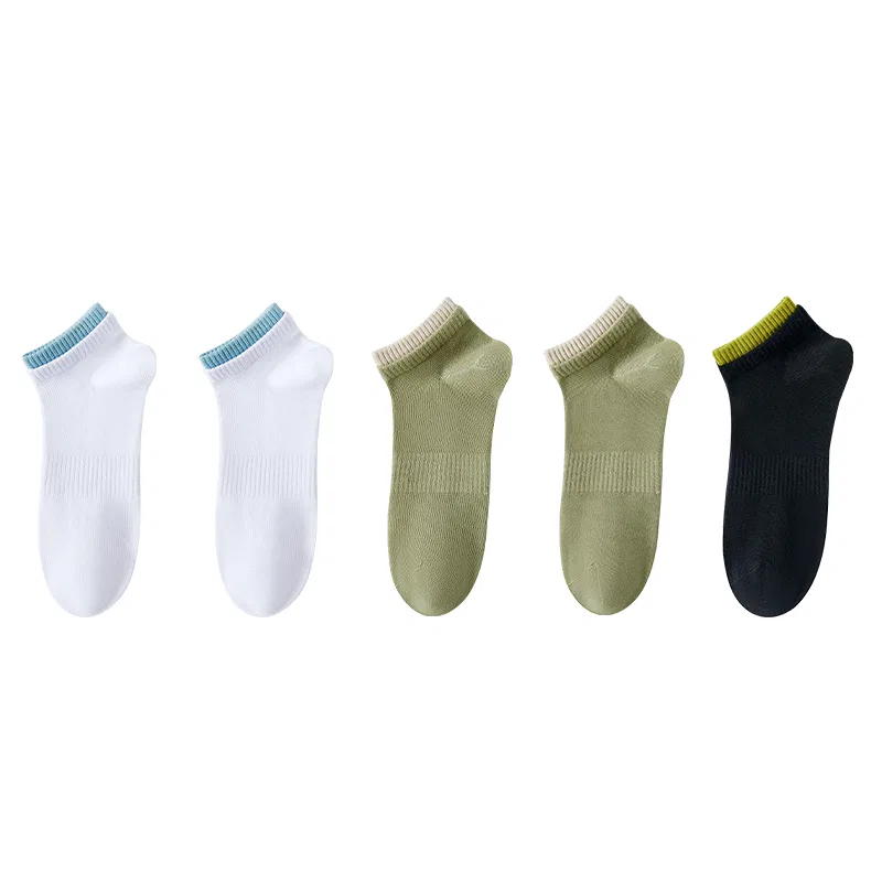 Детские носки-невидимки с принтом, 5 пар, MADALLO, 2 White+2 Light Army Green+Black
