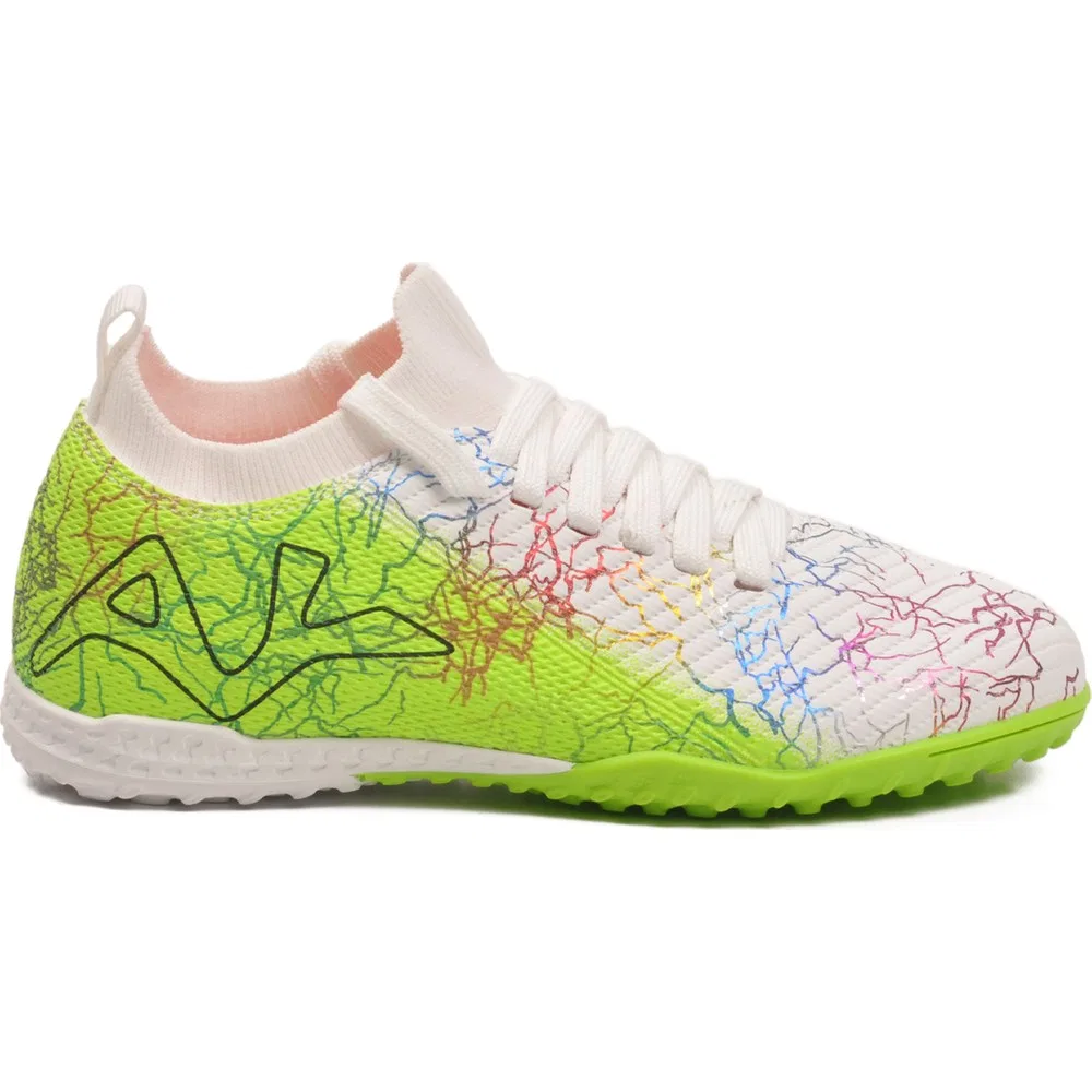 Детские футбольные бутсы для мальчиков на шнуровке White Neon Green FH-252-153 F Ayk's