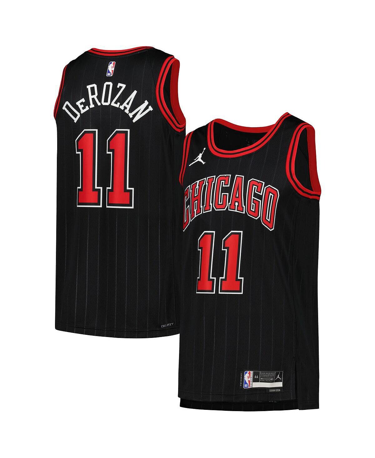 

Брендовая мужская и женская футболка demar derozan black chicago bulls 2022/23 swingman jersey - statement edition Jordan, черный