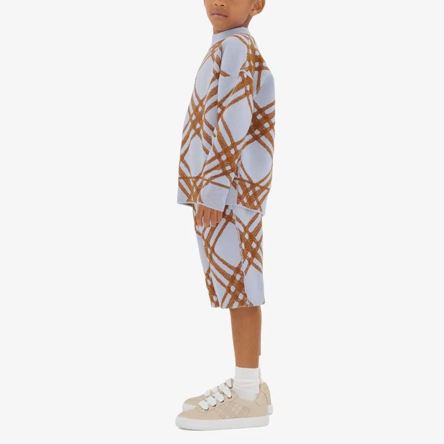 Шорты шерстяные с кашемиром в клетку Boys Slate Wool-Cashmere Check Shorts Burberry, Slate Blue Ip Check — фото 4