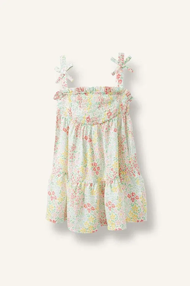 Детское платье для девочек с цветочным принтом Floral strappy white dress baby girl h8454a526hs Defacto, White-Wt47