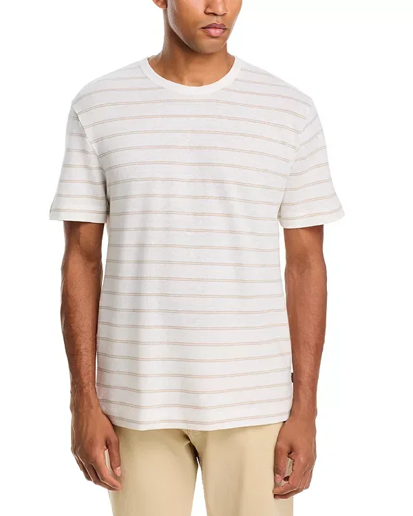 Мужская футболка с принтом H-Taut stripe crewneck t-shirt Boss, Natural