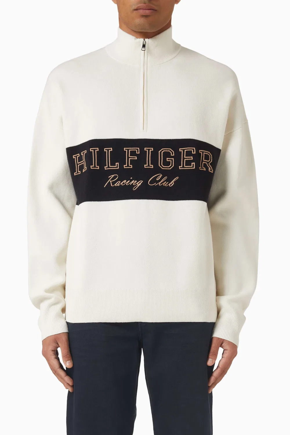 Свитер с воротником-стойкой на молнии хлопковый Tommy Hilfiger