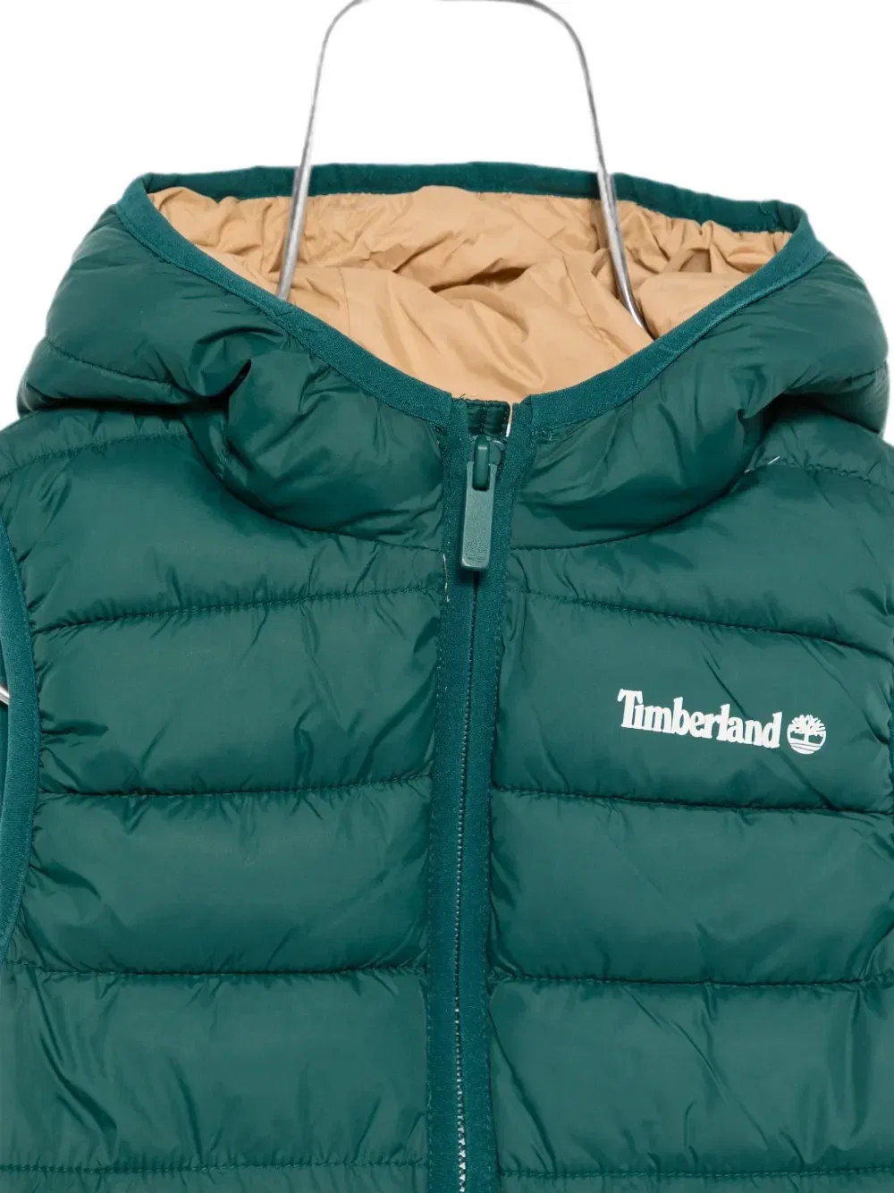 Стеганый жилет с капюшоном Timberland Kids, зеленый — фото 3