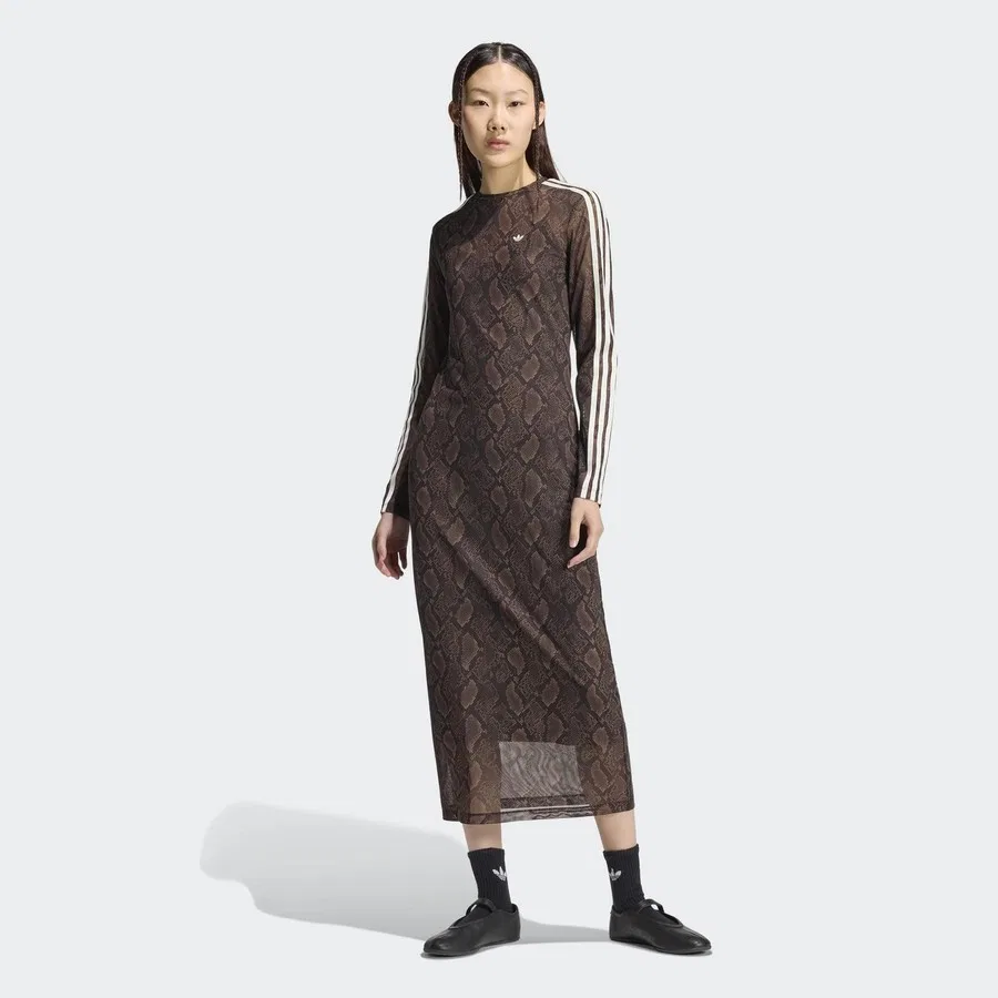 Платье с принтом Snake adidas Originals, Коричневый