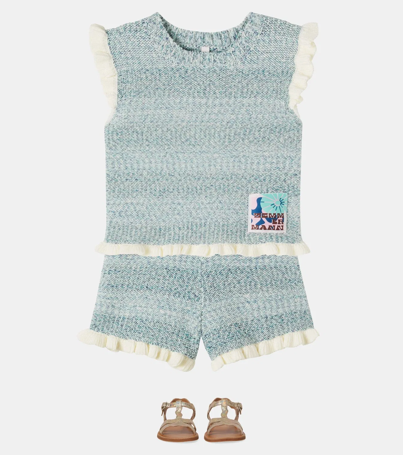 Шорты хлопковые Zimmermann Kids, синий — фото 2