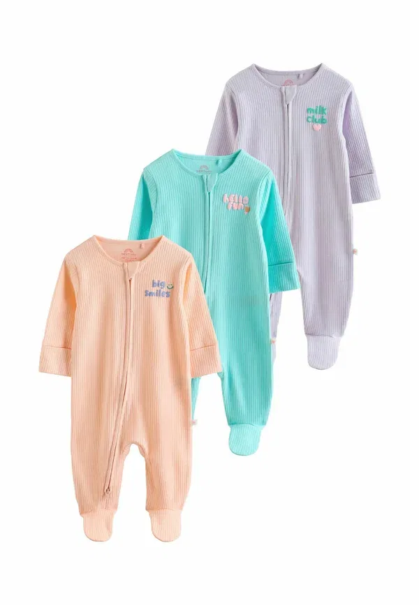 Комплект боди с принтом Regular fit two way zip baby sleepsuits 3 pack Next coral purple, фиолетовый