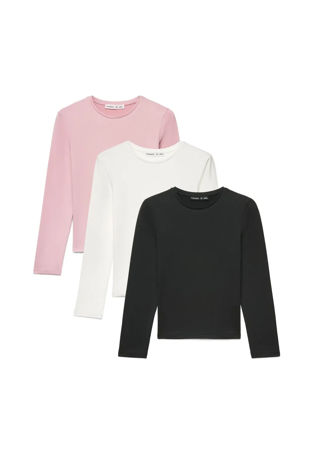 Pack 3 t-shirt a manica lunga tinta unita - long sleeved top Terranova, Rosa — фото 3