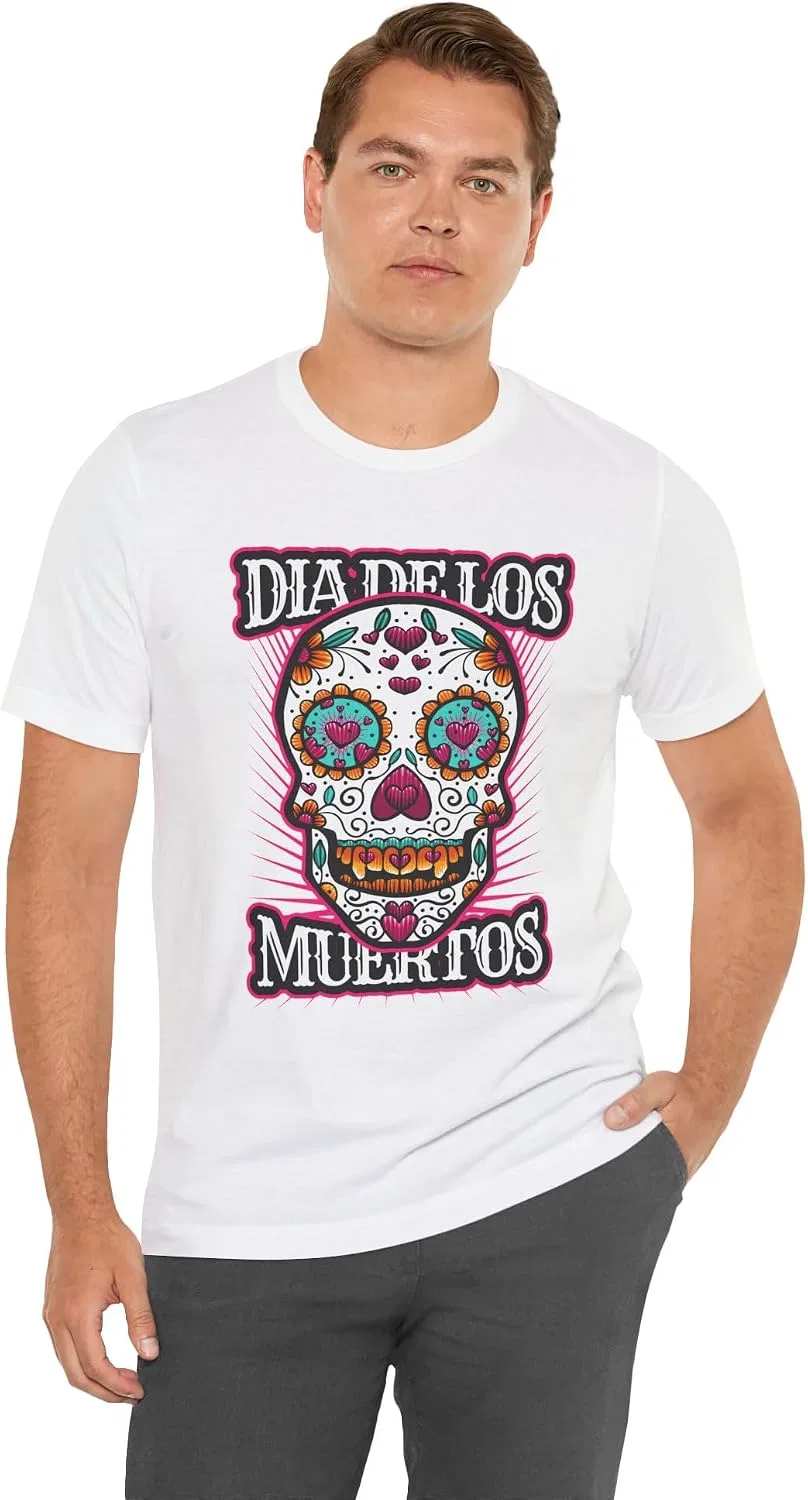Футболка с черепом Dia De Los Muertos Bella+Canvas, White — фото 3