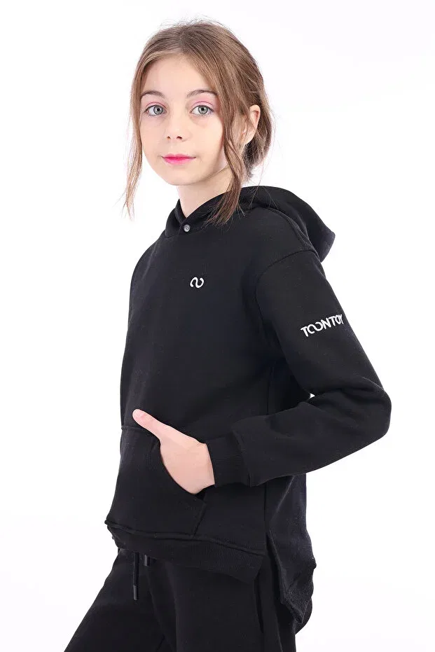 Детские свитшот с вышивкой Girl'S embroidered sweatshirt Toontoy, Black