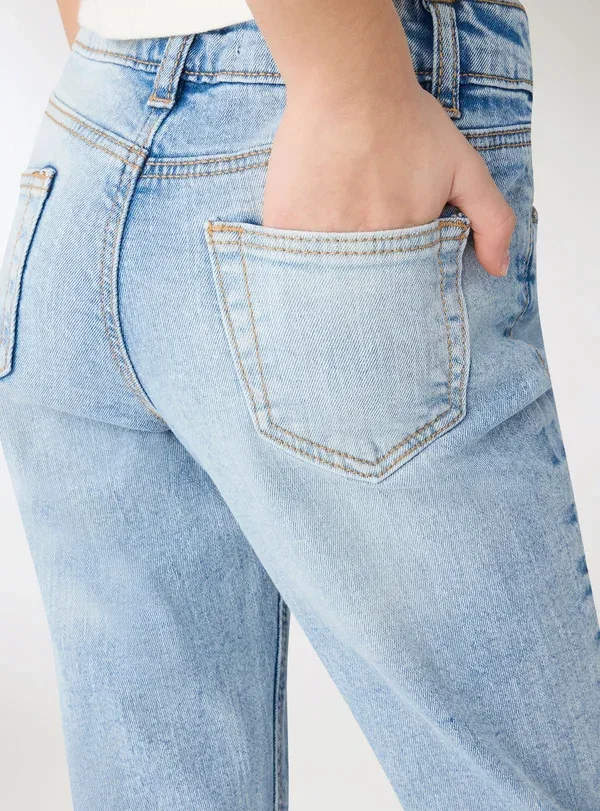 Брюки джинсовые Flared Jeans Terranova, Var Blu Denim Chiaro, светло-голубой — фото 4
