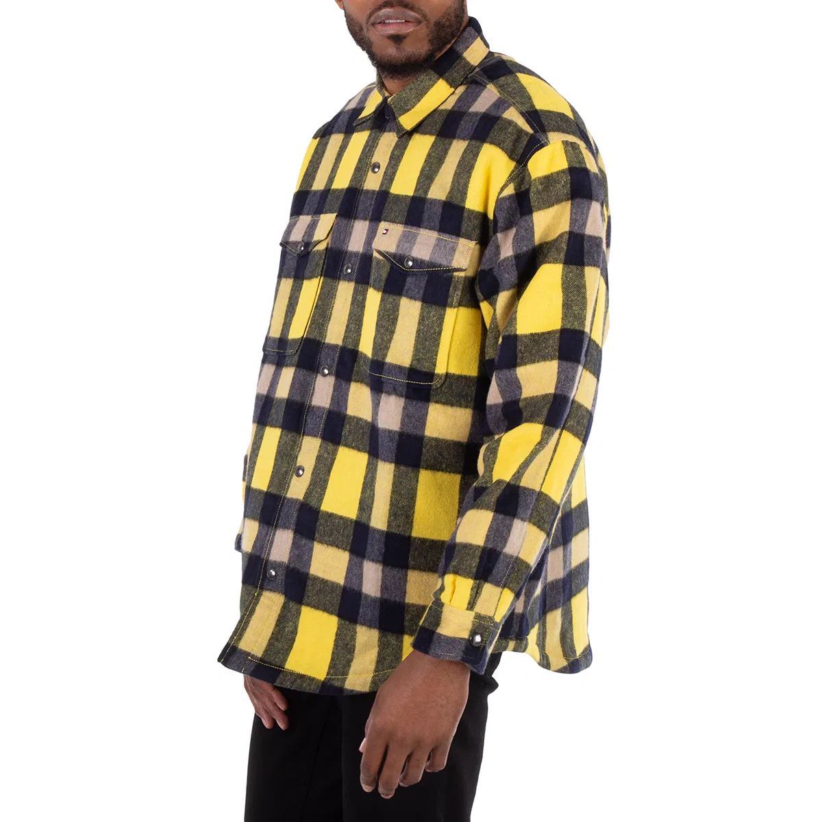 Рубашка-оверширт из шерстяной смеси с клетчатым принтом Tommy Hilfiger, Yellow — фото 2