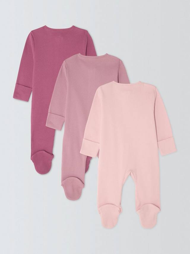 Детский комбинезон с молнией из ребристого хлопка John Lewis, Pack of 3, Multi — фото 2