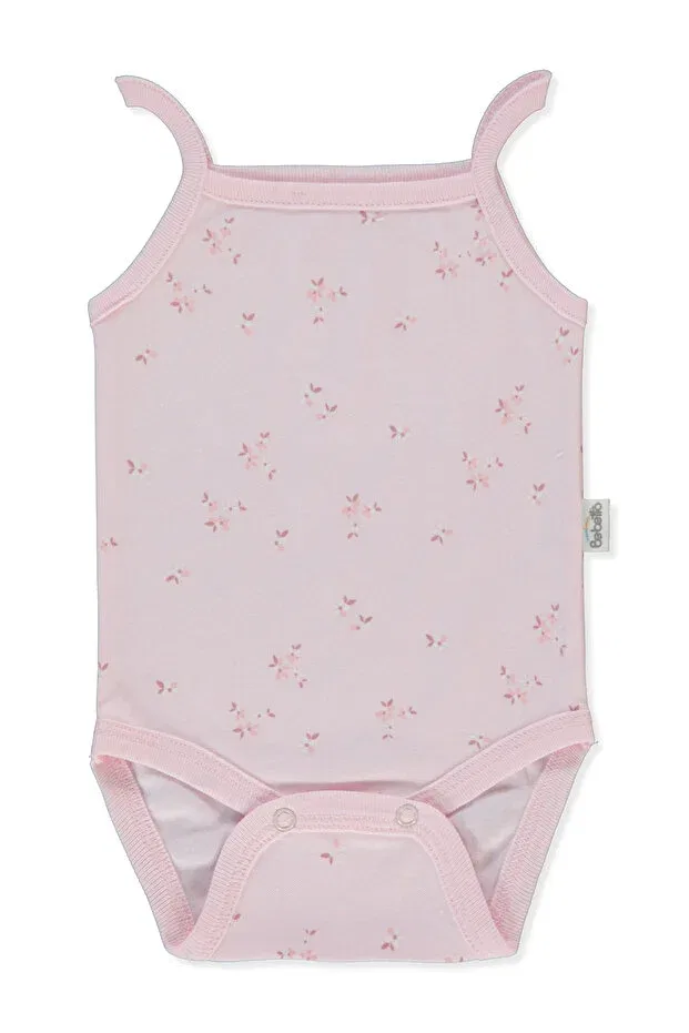 Детское боди для новорожденных с принтом Interlock corded strap bodysuit with moon print (flower garden) Bebetto, Pink