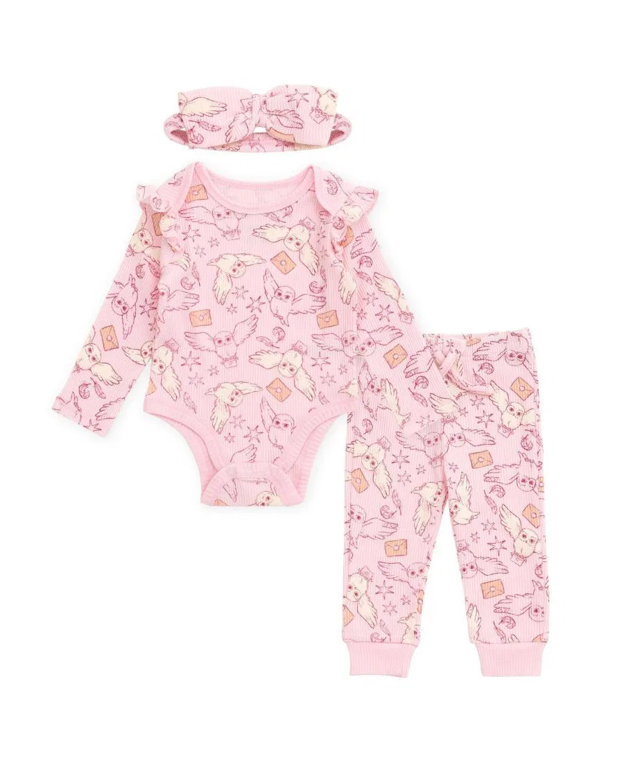 Комплект из боди, штанов и повязки на голову Hedwig Harry Potter, Blush Pink Hedwig