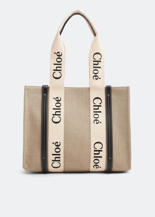 

Сумка-тоут CHLOÉ Woody medium tote bag, бежевый