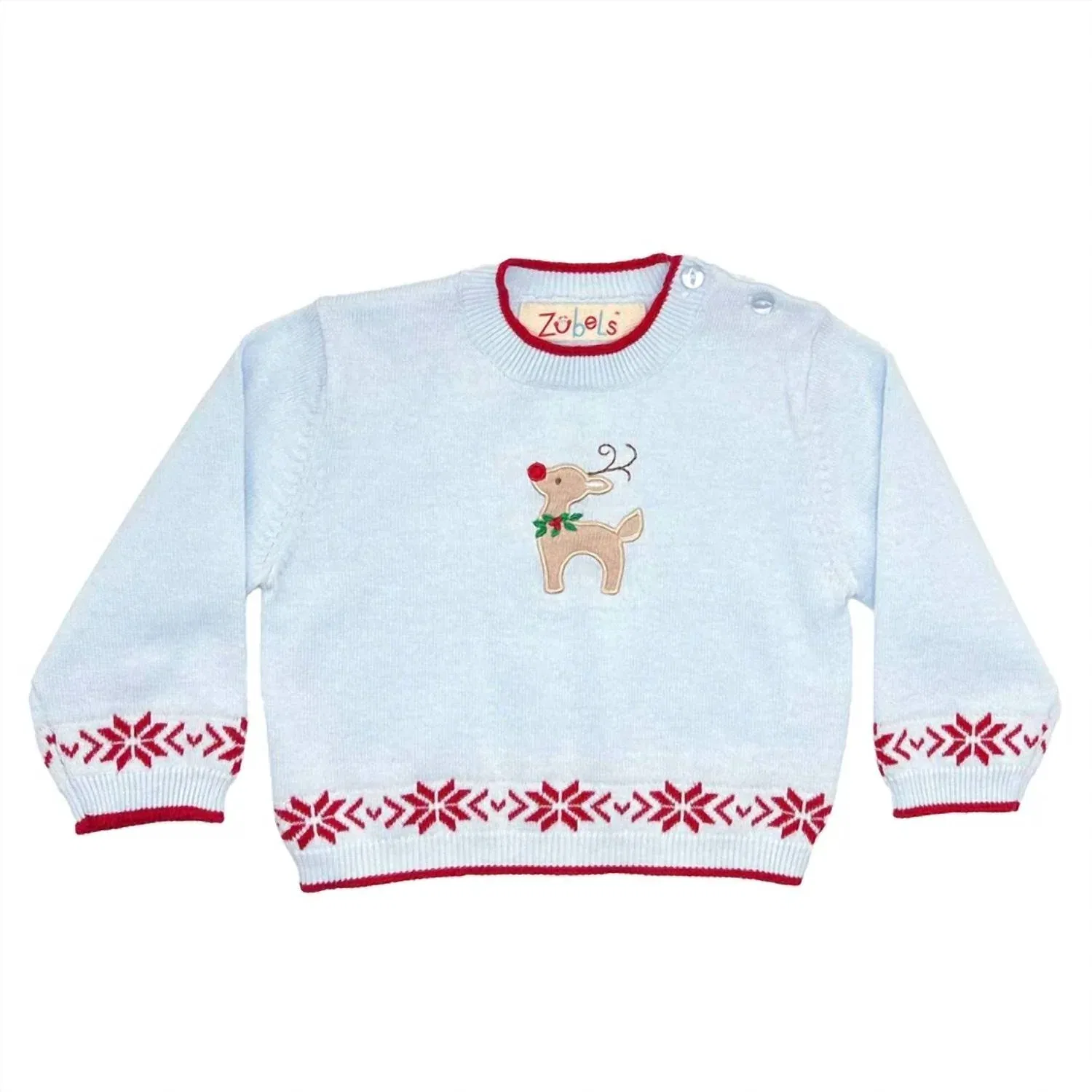 Детский свитер для мальчиков с принтом оленя Christmas Holiday Reindeer Zubels, Light Blue — фото 2