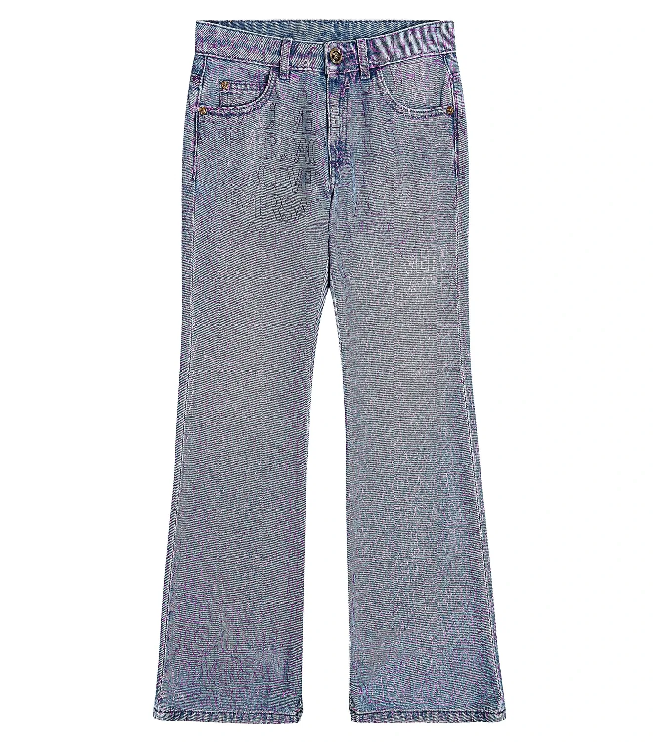 Расклешенные джинсы с логотипом Versace Kids, синий