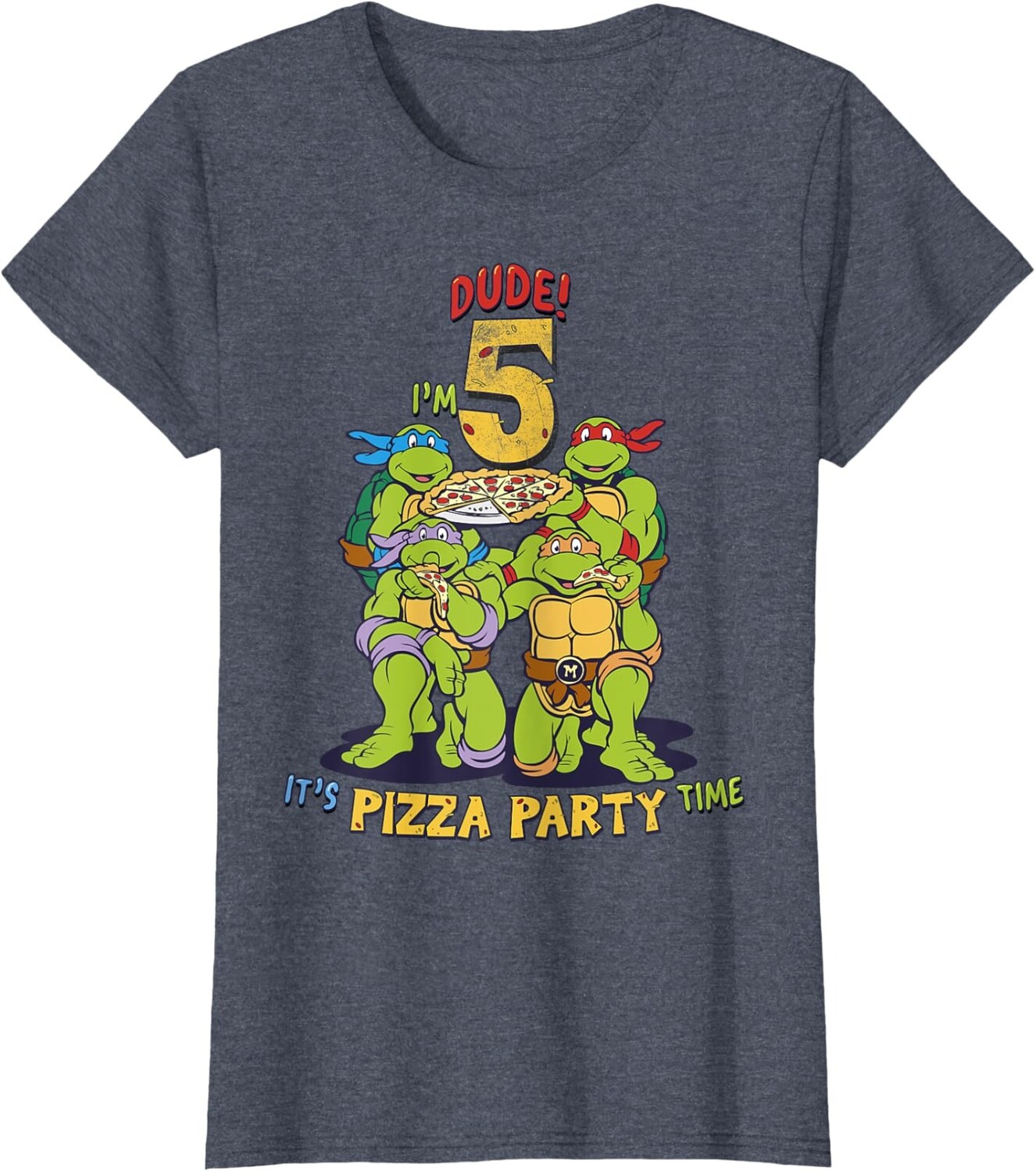 

Женская футболка Teenage Mutant Ninja Turtles I'm 5 Dude Pizza Birthday Party, синий вереск