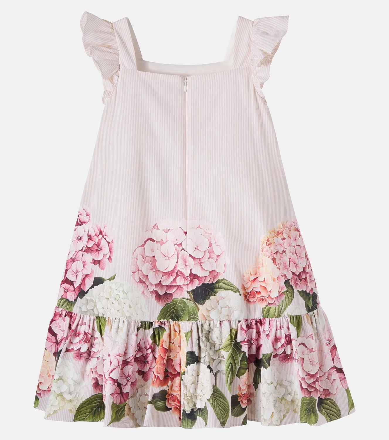 Платье хлопковое с цветочным принтом Dolce&Gabbana Kids, розовый — фото 3