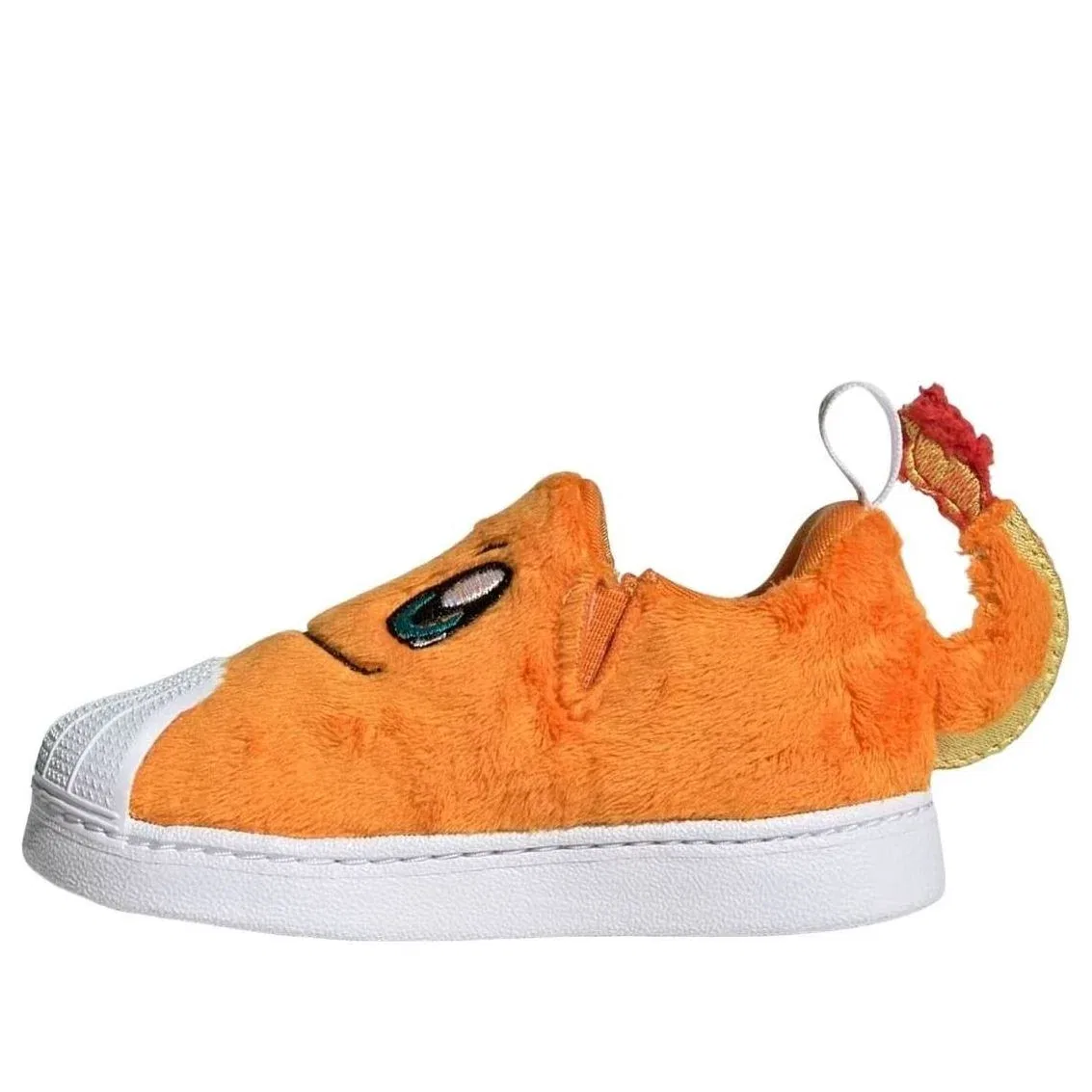 Детские шлепанцы с меховым верхом Pokemon Superstar Quickon 'Charmander' adidas, Orange / Cloud White / Equipment Green