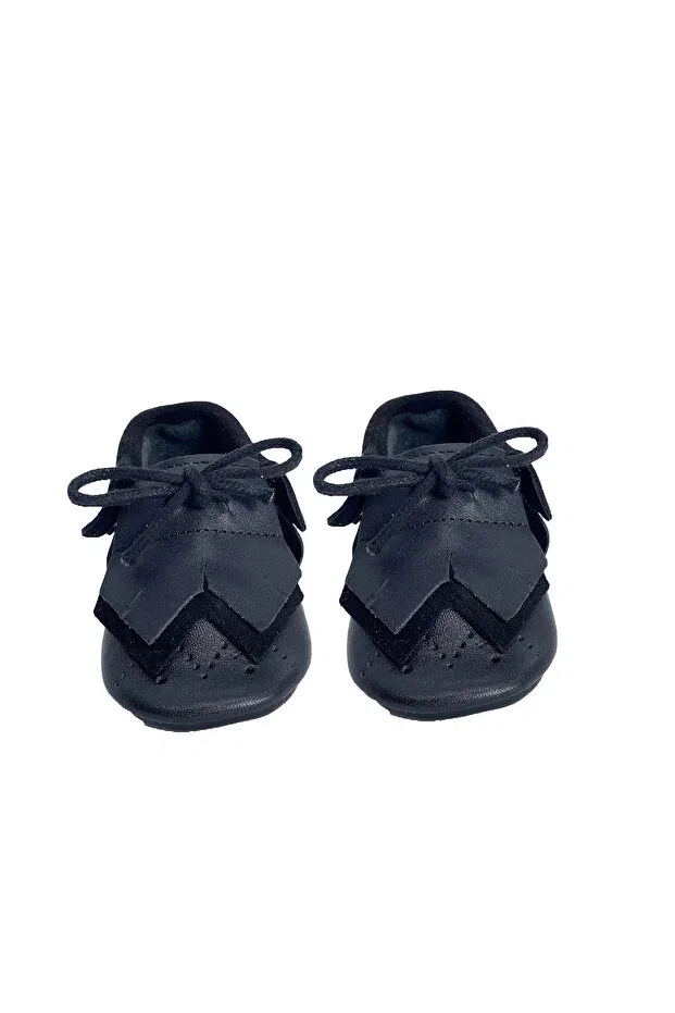 Детские пинетки из натуральной кожи Evokids, Black