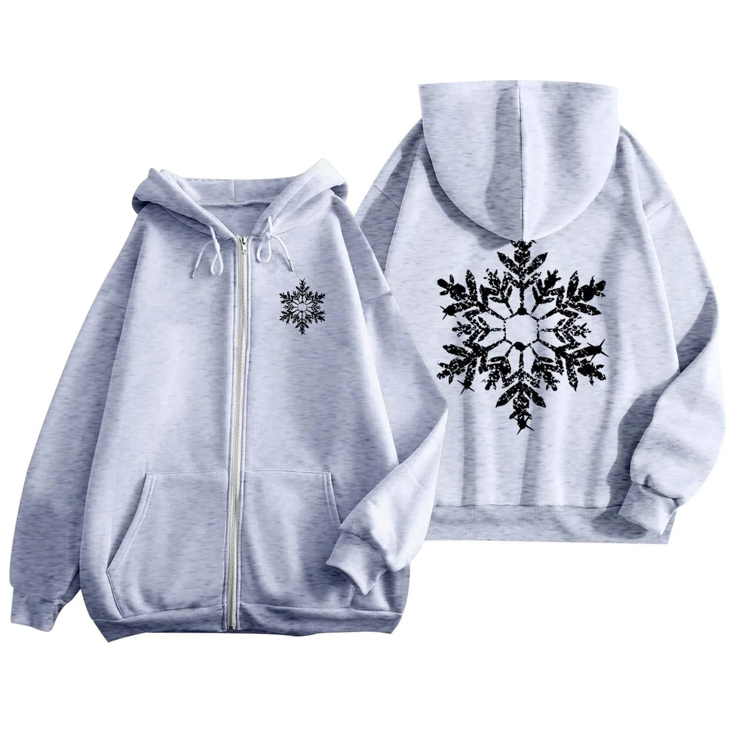 Женское пальто с капюшоном и длинным рукавом Moda Moda Natale Stampato, Grigio chiaro — фото 3