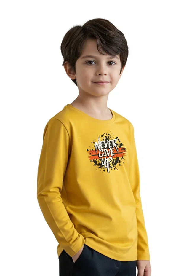 Детский комплект свитшотов для мальчиков с принтом 3-Piece zero collar printed boy's sweatshirt Ya Ko Kids, Yellow-Blue-Indigo — фото 2