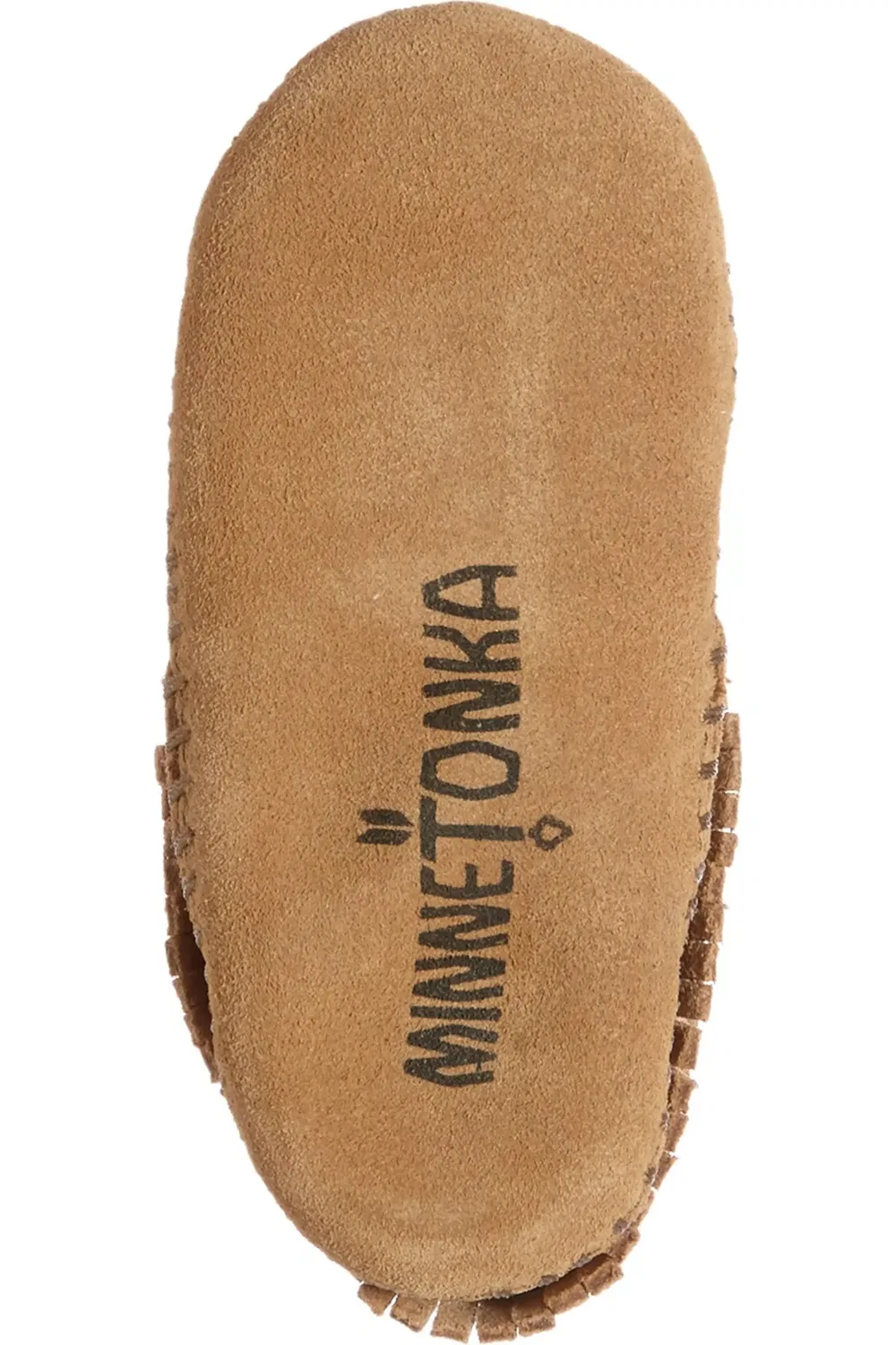 Мокасины детские с бахромой из замши Riley Minnetonka, Taupe Suede — фото 4