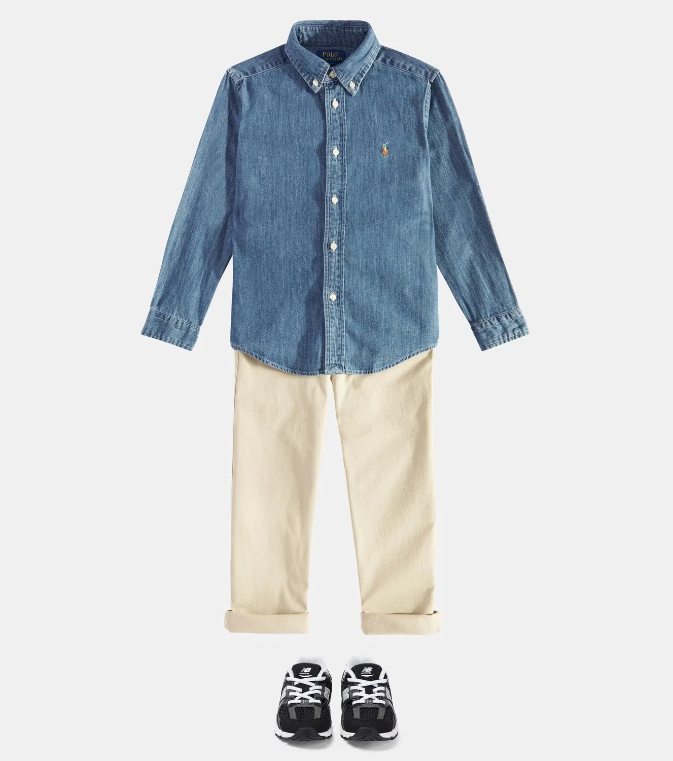 Джинсовая рубашка с вышивкой Polo Ralph Lauren Kids, синий — фото 2
