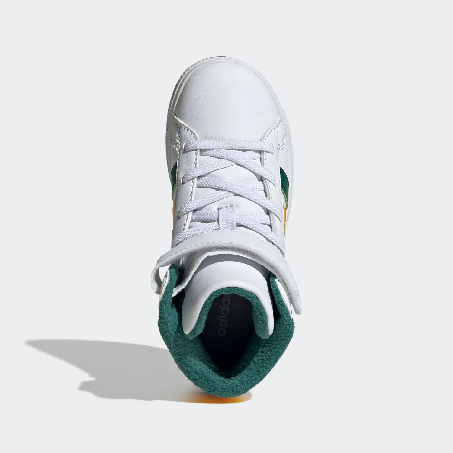 Детские кроссовки полувысокие Grand Court Adidas Sportswear, Cloud White/Collegiate Green/Collegiate Gold — фото 4