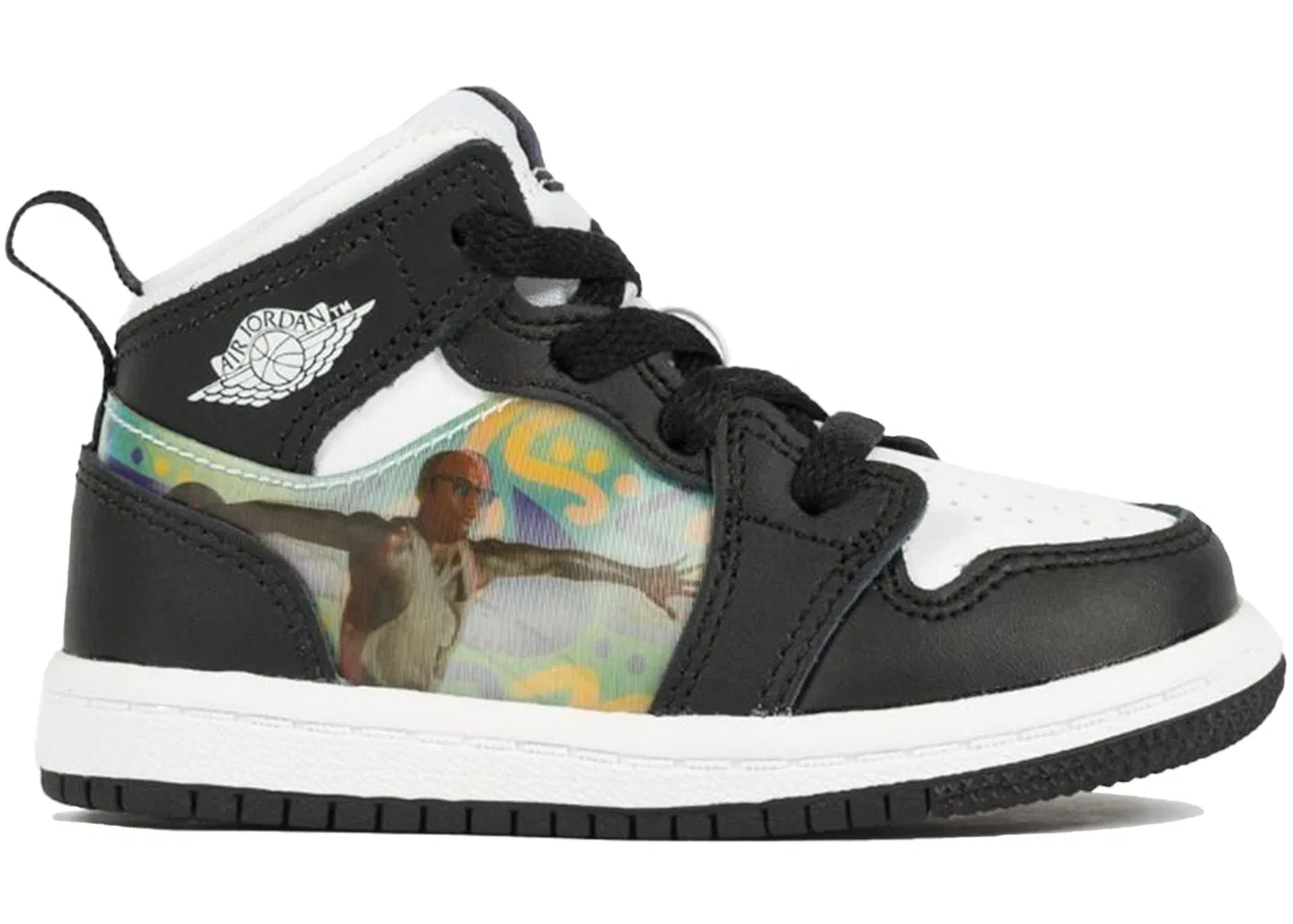 Детские кроссовки с принтом Jordan 1 Mid Hologram Jordan, Black New Emerald University Red Dark Concord