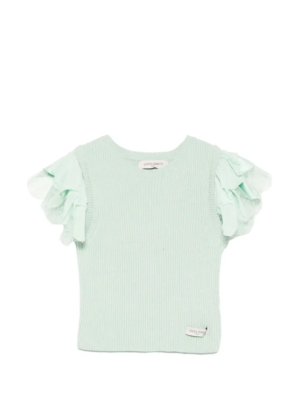 Футболка из рубчатого трикотажа Alberta Ferretti Kids, зеленый