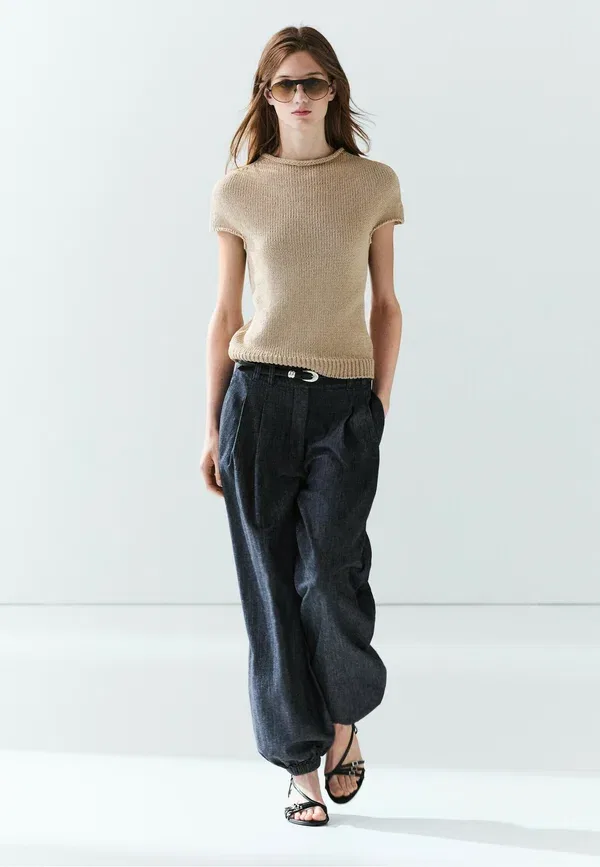 Джинсы деним Baggy jeans Massimo Dutti, dark blue, темно-синий — фото 2