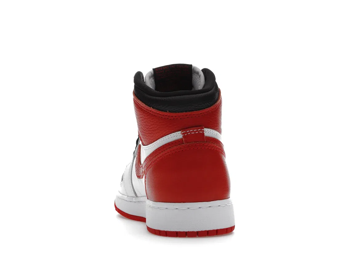 Детские кроссовки Lifestyle с кожаным верхом Jordan 1 Retro High OG Heritage, White/University Red-Black — фото 4